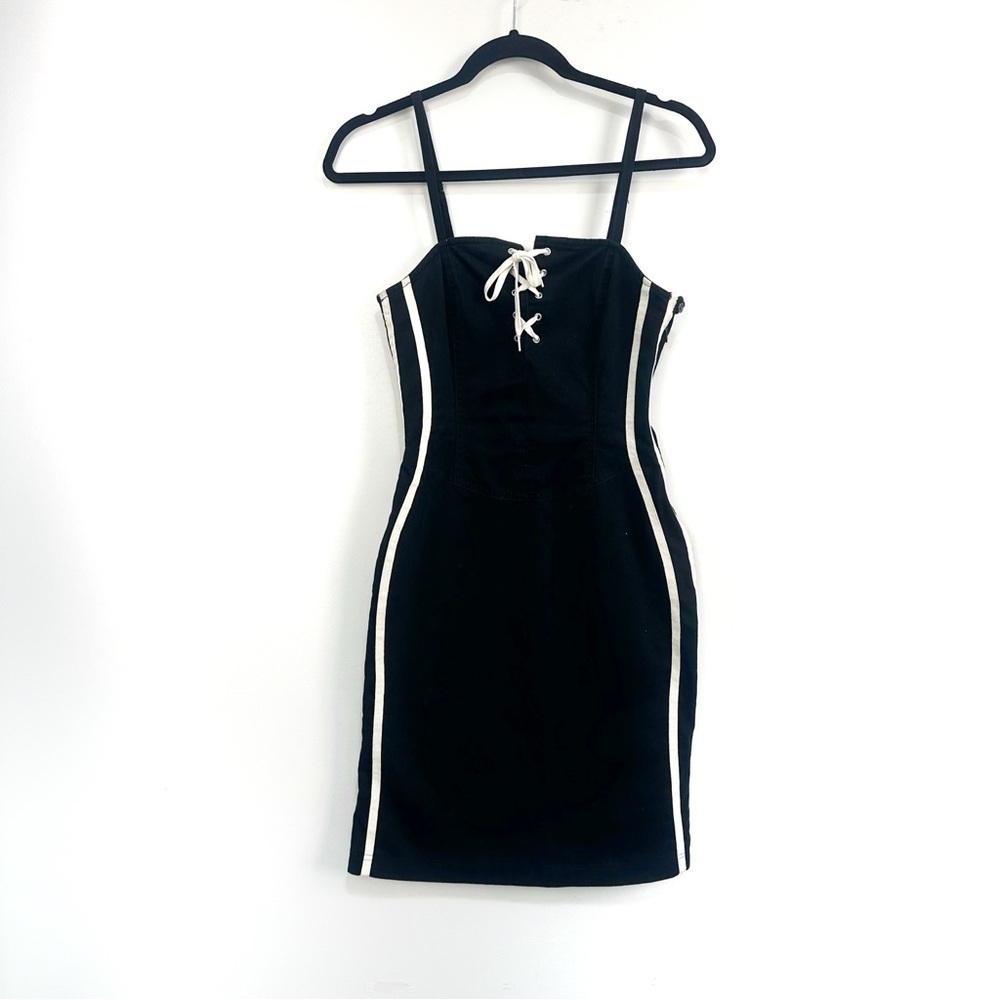 Moschino Jeans Black And White Racer Stripe Dress Sz 6